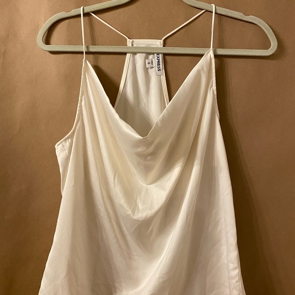 Express Cream cowl neck satin racer back cami - Picture 1 of 3